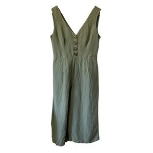 Ever New Olive Green Linen Blend Jumpsuit US 6 Petite